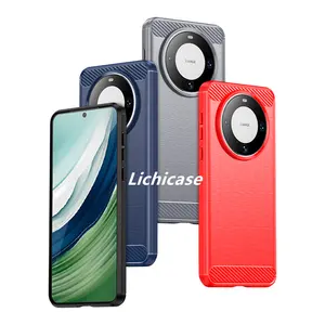 Lichicase Concise Business Brushed TPU Carbon Fiber Case For Huawei Mate 60 Silicone Soft Back Cover