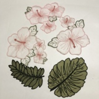 Emblem bordiran renda Organza bordir bunga daun LT2525A