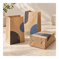Sacs à emporter personnalisés en papier kraft SOS sans poignées pour boulangerie, commande en gros personnalisée, fond carré, emballage alimentaire