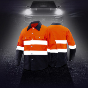 Kemeja seragam kerja garis reflektif, pakaian keamanan industri disesuaikan untuk pria, pakaian konstruksi - Product Image 2