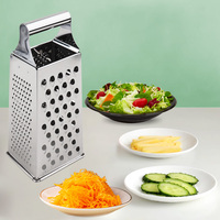 Râpe à fromage à 4 côtés en acier inoxydable multifonction avec récipient Râpe à fromage à main de table