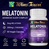 Gélules de mélatonine OEM pour le sommeil, végétaliennes, halal, 100 % naturelles, sauvages, 60 gommes à croquer pour un soutien avancé du sommeil chez l'adulte