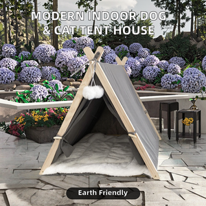 Groothandel Eco-vriendelijke Houten Bloemige Moderne Trendy Hot Sale 2024 Binnen Grijs Kattenhuis Kattentent - Product Image 2