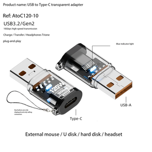 Usb3.2 Gen2 Nam để nữ chuyển đổi <span class=keywords><strong>USB</strong></span> A để <span class=keywords><strong>USB</strong></span> C Adapter Loại C HUB - Product Image 5