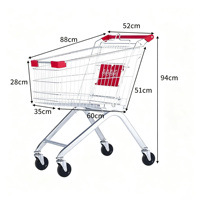 Chariot de courses Superstore 100L 130L, capacité de panier, traitement antirouille, roues silencieuses, approvisionnement en gros