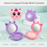 ISMAN 7g Étui de maquillage compact vide pour poudre et blush, motif Licorne Mignonne, rechargeable, pour enfants, avec un seul compartiment, rose, en ABS et PET