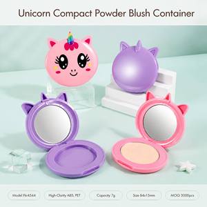 ISMAN 7g Étui de maquillage compact vide pour poudre et blush, motif <span class=keywords><strong>Licorne</strong></span> Mignonne, rechargeable, pour enfants, avec un seul compartiment, rose, en ABS et PET - Product Image 1