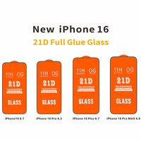 Vente en gros OG Glass 21D Protecteur d'écran en verre collé pour iPhone 16/16 Pro Max Film de verre trempé à couverture complète