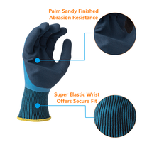 Gants de travail imperméables et lavables en nylon avec revêtement en latex texturé, gants de protection résistants à l'usure de couleur pour le travail en entrepôt