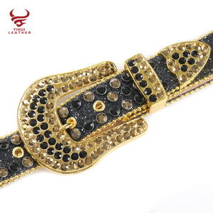 Ceinture en cuir de cow-boy western scintillante pour homme, ceinture en cuir de crocodile cloutée, ceinture de créateur en strass dorés Bb <span class=keywords><strong>Simon</strong></span> - Product Image 4