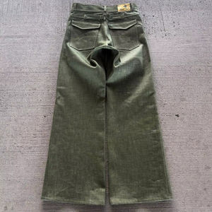 カスタム 16オンス バックバックル 赤耳セルビッジ生地 日本製 ブーツカット ヴィンテージ ストレート ワイドレッグ 生デニム グリーンセルビッジ バギージーンズ - Product Image 2