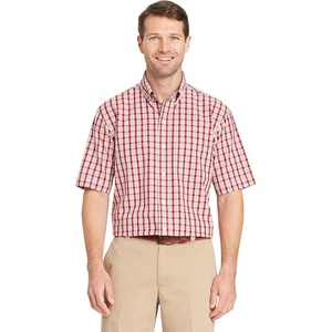 Chemise décontractée à manches courtes pour homme, col montant respirant, en popeline, à carreaux, avec logo personnalisé ODM - Product Image 1