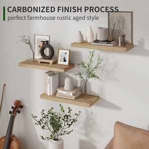 Wooden <b>Wall</b>-<b>mounted</b> <b>Shelves</b> 3 Tier Rectangle Multipurpose Display Rack Ironwood <b>Shelf</b> 55 - Product Image 3