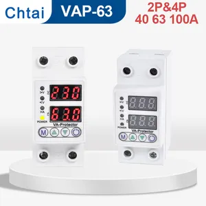 1P + N 40a 63a Din Rail Verstelbare Ov UV Versterkers Beschermer Intelligente Automatische Spanningsstabilisatoren Relais Digitale Led Display