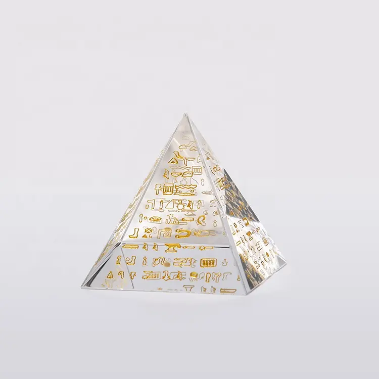 MH-ZZ012 Personnalisé logo gravé cristal pyramide cristal presse-papiers en verre souvenir cadeaux