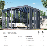 Moderne, ecovriendelijke, waterdichte, bioklimatische pergola van aluminium voor buiten, 3x3m/4x3m, gepoedercoat balkon