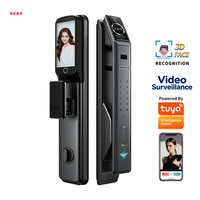 Serrure de porte intelligente YAGU haut de gamme à reconnaissance faciale 3D, entièrement automatique avec interphone vidéo et fonction de judas pour porte principale