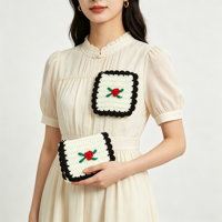 En gros, motifs et appliques en crochet faits main, styles variés, fleurs, carrés de poche, tricotés à la main, pour embellissement de vêtements et chapeaux