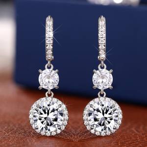 Boucles d'oreilles en or blanc E2670 avec diamants ronds taille brillant couleur D, bijoux de mariage classiques naturels pour femmes - Product Image 6