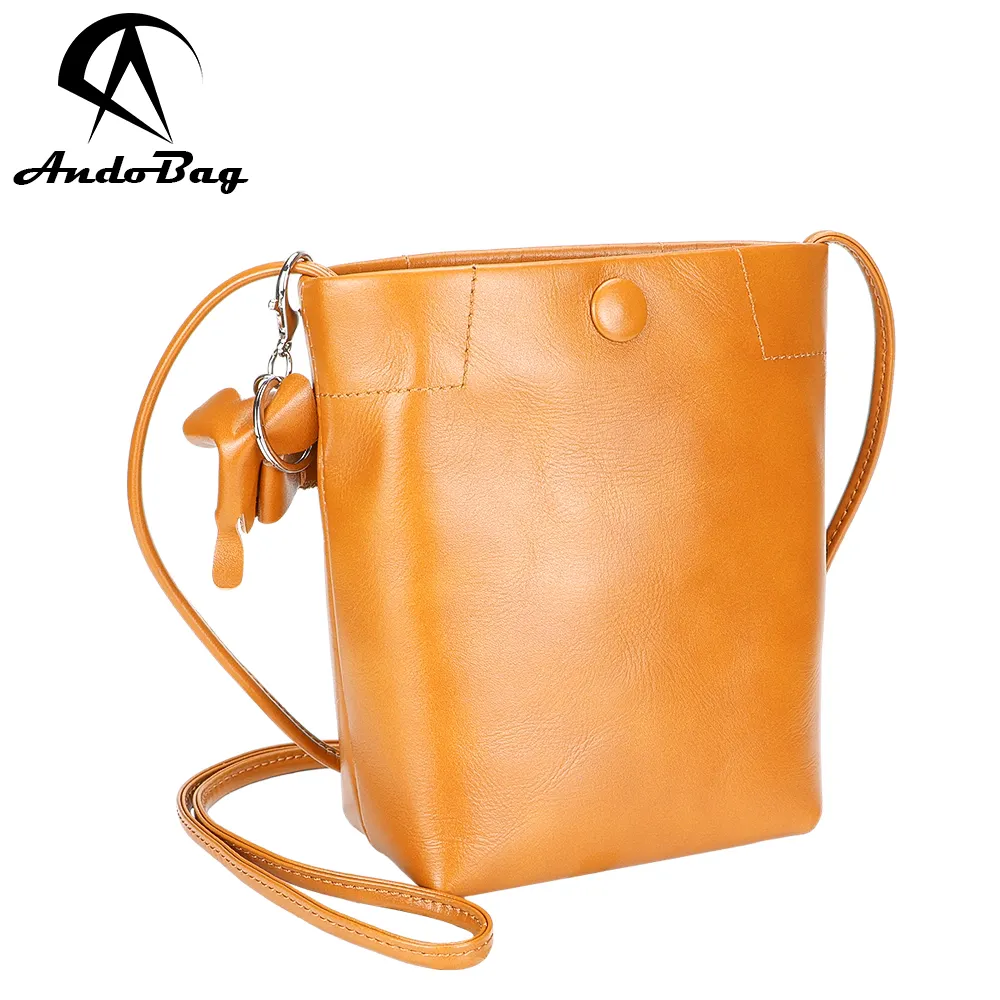 AndoBag Mini kova omuz çantaları, hakiki deri çapraz askılı çanta, Trendy Retro cep telefonu cüzdanı 1607