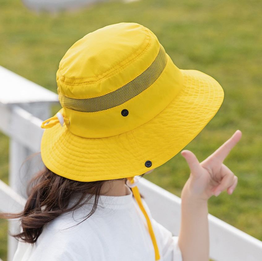 Wholesale Summer Girls Large Brim Mesh Bucket Hats Boys Breathable