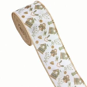 <b>Easter</b> Rustic Charm 6.3cm 5 Yards Bunny & Stripe Wired Burlap Ribbon for <b>Easter</b> Wreath & <b>Basket</b> Decor <b>Gift</b> Wrapping - Product Image 6