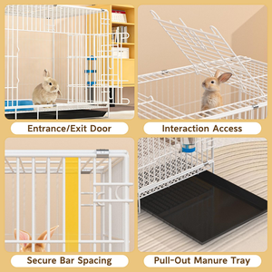 Cage vétérinaire multifonctionnelle en gros pour chiens, en fil de fer épais, avec plateau en plastique, tube rectangulaire et fermeture à boucle en métal - Product Image 3