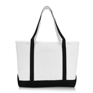 Bolso tote de playa de lona con cremallera superior y correa larga, bolso tote de lona de algodón, bolso tote de hombro de lona liso y moderno con correa larga - Product Image 1
