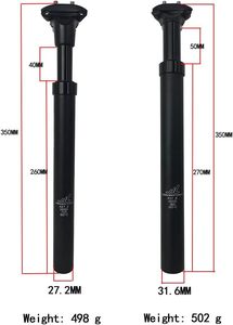 ZOOM - <span class=keywords><strong>Tija</strong></span> de sillín de suspensión ultraligera y duradera de aleación de aluminio de 350 mm <span class=keywords><strong>con</strong></span> abrazadera ajustable de 14 mm para ciclismo - Product Image 3