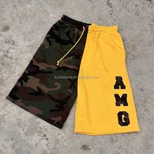 Custom LOGO <strong>Men's</strong> French Terry Cotton 3/4Shorts 360GSM Camo Patchwork Oversized Baggy Fit Streetwear Sweat <strong>Long</strong> <strong>Shorts</strong> De Hombre - Product Image 5