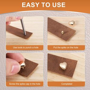 PATIKIL Mm Ensembles de rivets en forme de cœur, rivets à double capuchon pour le cuir, la confection, la décoration, la réparation, le bricolage et les vêtements - Product Image 4