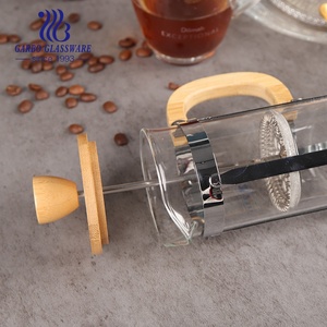 Cao Cấp Handmade Thổi 350Ml-1000Ml Borosilicate Glass Máy Ép Cà Phê Pháp Với Lọc Bằng Thép Không Gỉ Và Nắp Tre - Product Image 3