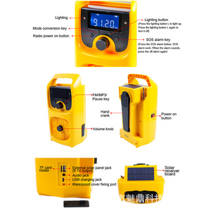 Radio d'urgence portable à énergie solaire avec haut-parleur intégré AM FM sortie 5V DC corps en plastique - Product Image 4