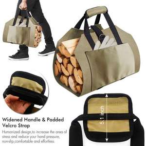 Khaki Color Hand-Held Firewood Storage <b>Bag</b> <b>Waterproof</b> Logging Pouch - Product Image 5