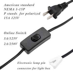 在线NEMA 1-15P电力电缆，带2针P架偏振美国标准电子灯箱开关铜导体 - Product Image 2