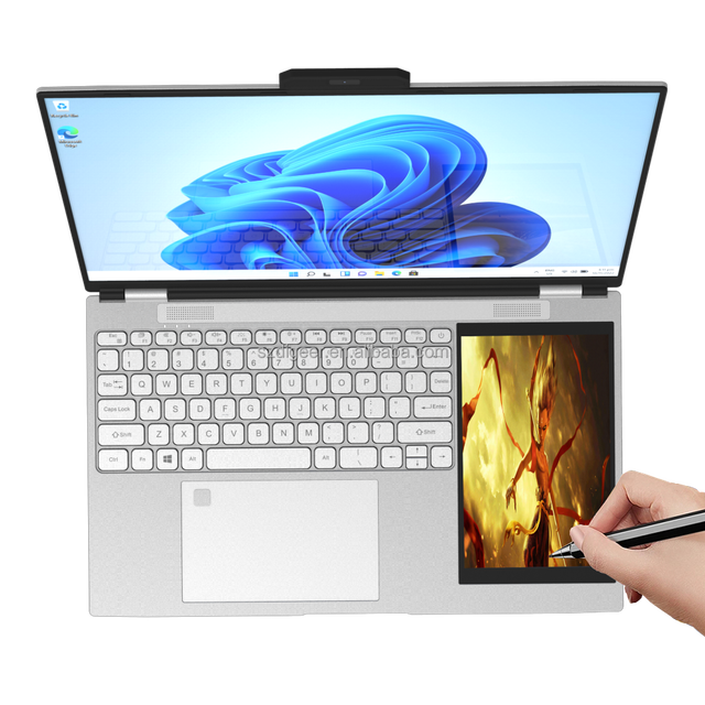 15.6 Inch Dual Screen Laptop Intel N100 CPU 4-Core 16GB RAM 128GB SSD IPS Metal Body Windows 11 1-Year Warranty Touch Screen OEM