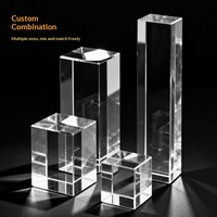 Support de présentation de bijoux en bloc de cristal transparent, base carrée transparente pour minéraux, pierres précieuses, figurines et modèles, présentoir de comptoir