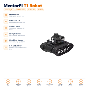 HT MentorPi Raspberry Pi 5 Châssis de voiture robot intelligente à suspension sur rail, Vision SLAM, IA, Grand Modèle, Robot ROS - Product Image 1