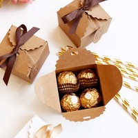 Kraft Paper Gift Boxes Wedding Candy Boxes with Paper Tags and Ribbon DIY Party Paper Box for Packaging
