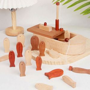Jeu de pêche magnétique en bois de hêtre naturel de qualité supérieure pour enfants, jouet Montessori sûr pour bébé - Product Image 3