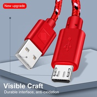 Câble Micro USB pour recharge et données, cordon de chargeur en Nylon tressé coloré pour téléphone Android, 1 pièce