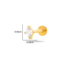 Piercing labret personnalisé en plaqué or 18 carats, sans filetage, à dos plat, avec poussoir plat, pour lèvre et cartilage