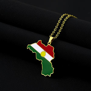 Klassische Edelstahl Kurdistan Schmuck Flagge Anhänger Halskette Gold Silber Farbe Neue Karte Design für Frauen Männer Modisches Geschenk - Product Image 5