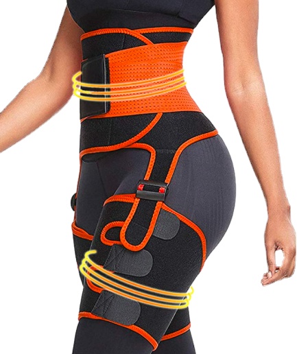 3 in 1 Waist Trainer and Thigh Trimmer for Women Double Compression Belt Leg Support Sweat Sauna Body Shaper