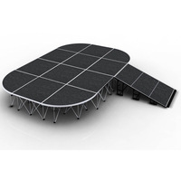 Plateforme de scène mobile pliable portable avec système de bannière à déroulement rapide pour événements, expositions et spectacles