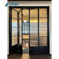 Marque de verre dépoli de fenêtre de porte en acier de style français élégant certifié pour les chambres de villa ouverture horizontale persienne de style pivotant