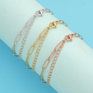 Dropshippingジュエリー<span class=keywords><strong>HA</strong></span>ヒップホップスタイルDIYペーパークリップブレスレットステンレス鋼チェーンブレスレット女性ファッションビーズブレスレット - Product Image 3