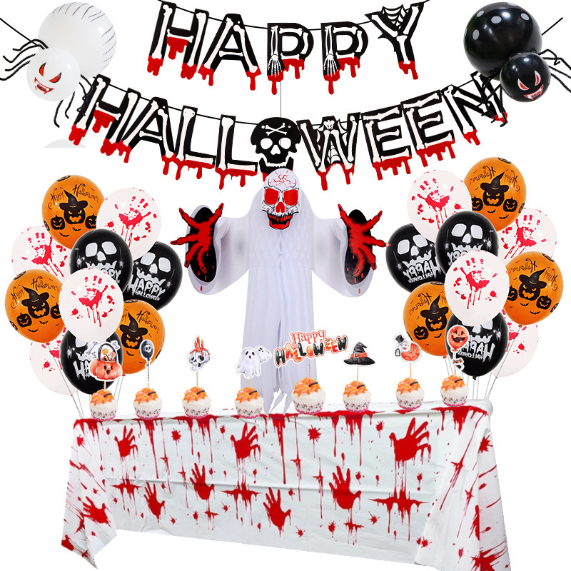 Juego de Mantel de Halloween con Mano Ensangrentada (Set de 2)