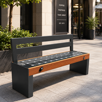 Banc solaire intelligent pour extérieur avec dossier, banc de parc solaire en WPC avec charge sans fil et port de charge USB
