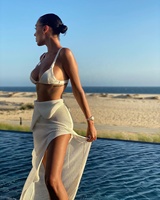 RDeep col en V sans manches plage robe transparente femmes dos nu côté fendu plage couvrir Maxi robes voir à travers